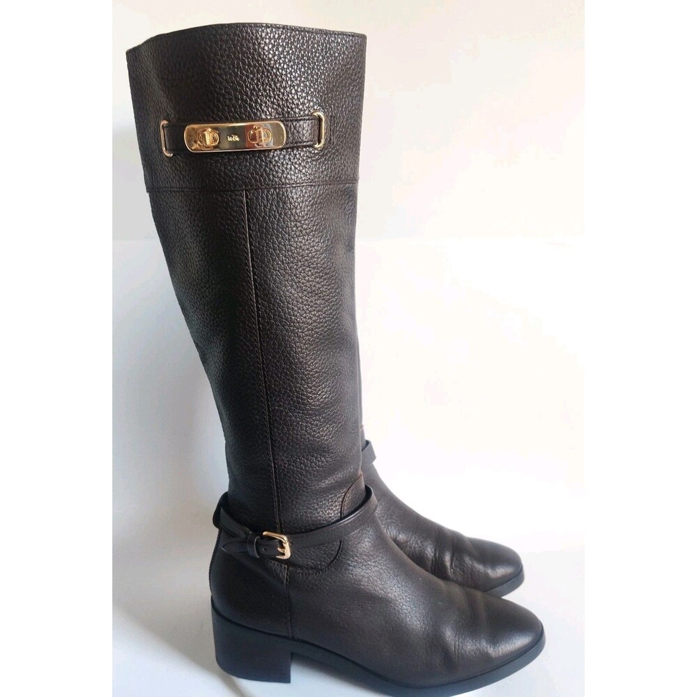 Coach Brown Leather Knee High Boots Rich Dark Chocolate Brown Real COACH Boots